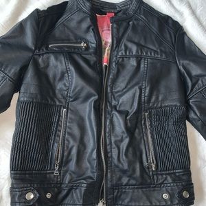 black pleather long sleeve jacket